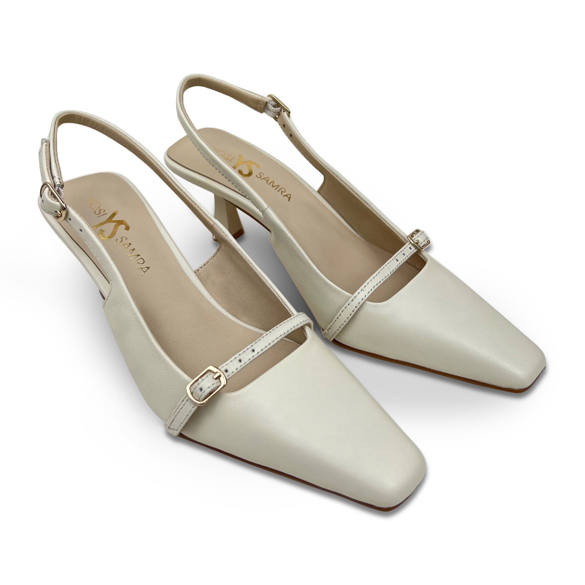 Kate Slingback Pumps in Bone Leather - Yosi Samra  - Women's Heels
