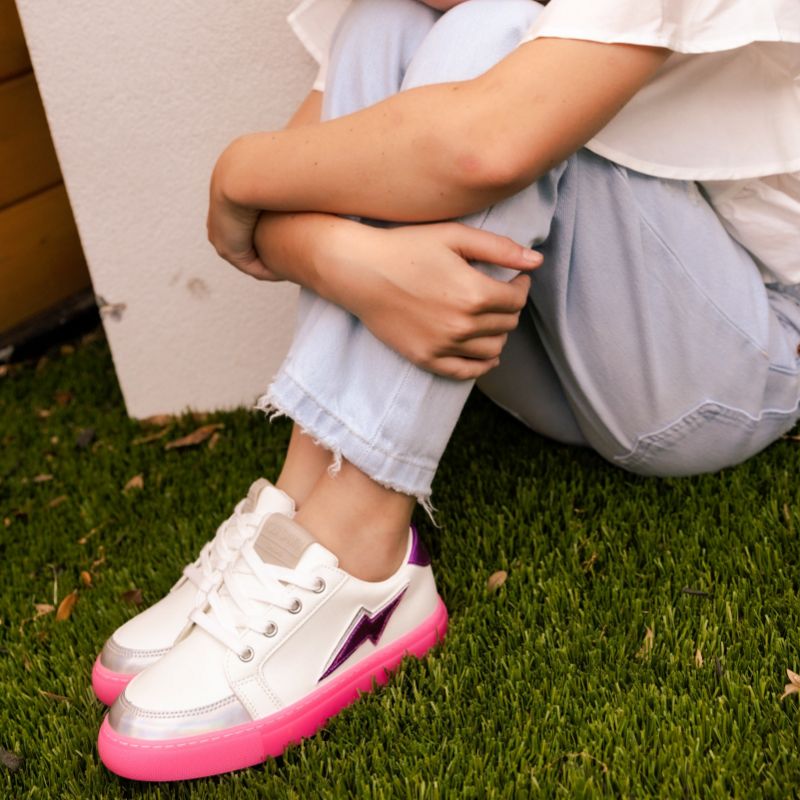 Miss Bolt Sneaker in Purple & Neon Pink - Kids - Yosi Samra  - Kids' Sneakers