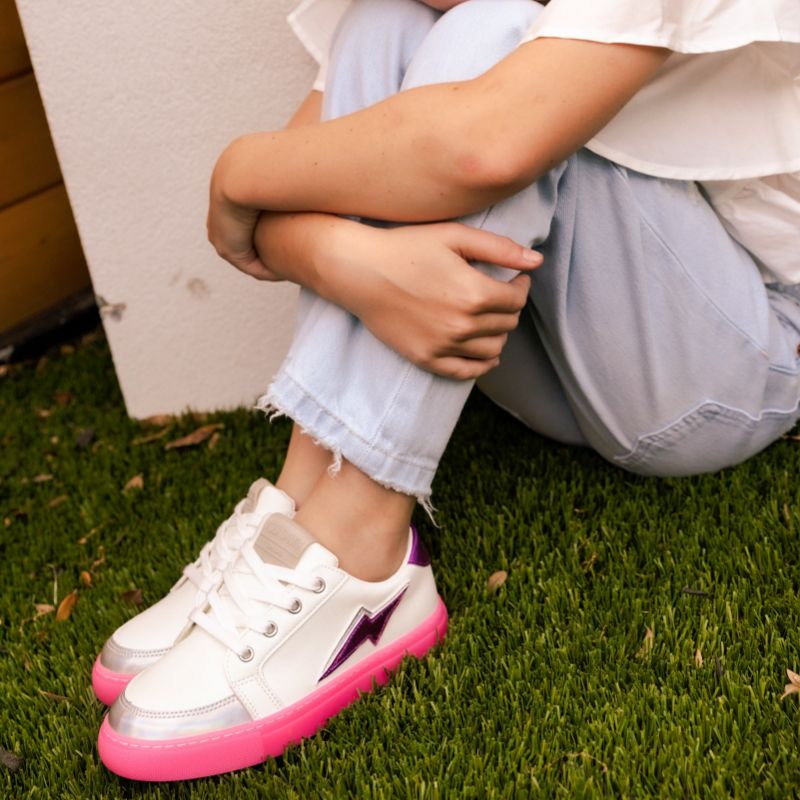 Miss Bolt Sneaker in Purple & Neon Pink - Kids
