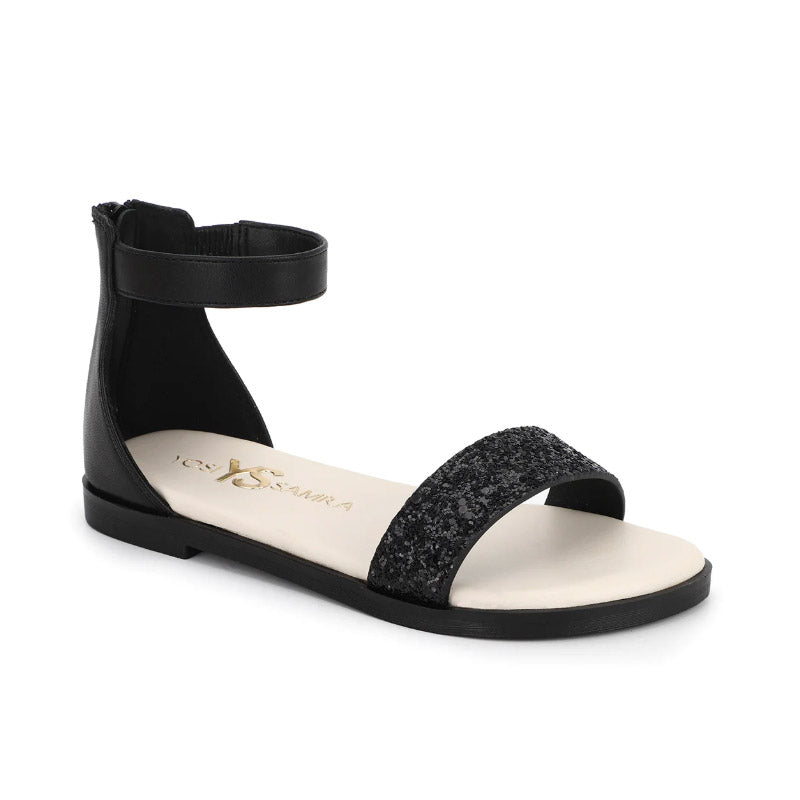 Miss Cambelle Glitter Sandal in Black - Kids - Yosi Samra  - Kids' Sandals