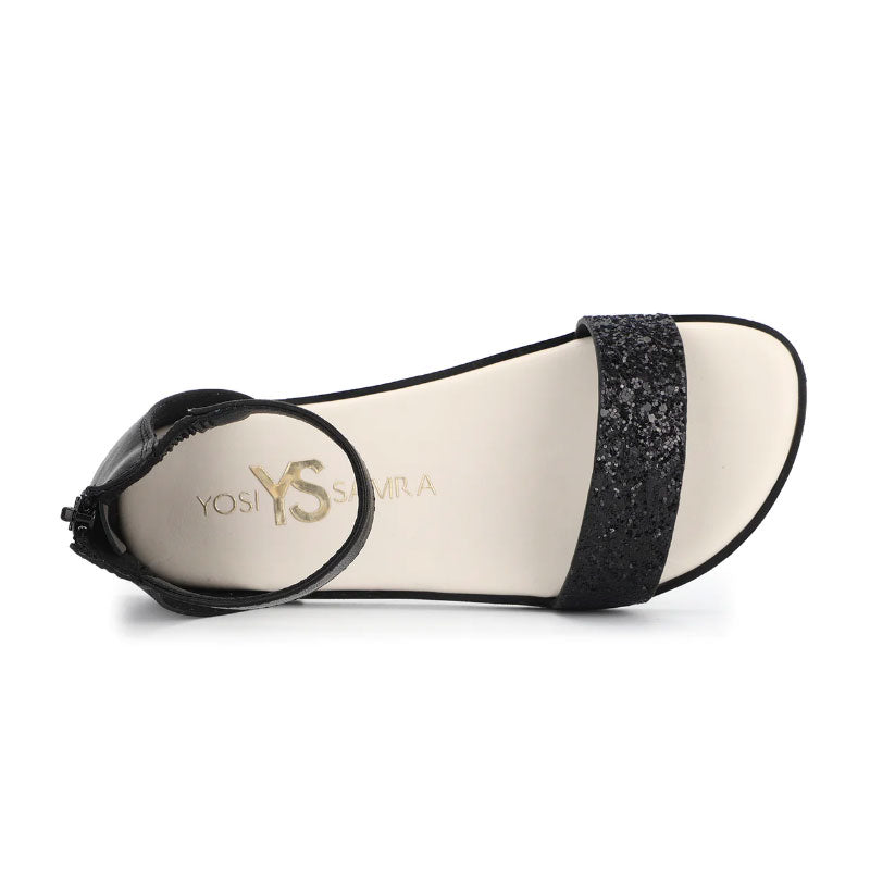 Miss Cambelle Glitter Sandal in Black - Kids - Yosi Samra  - Kids' Sandals