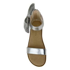 Miss Cambelle Crystal Bow Sandal in Silver - Kids