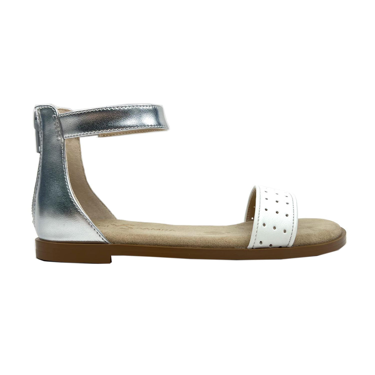 Miss Cambelle Sandal in White & Silver - Kids