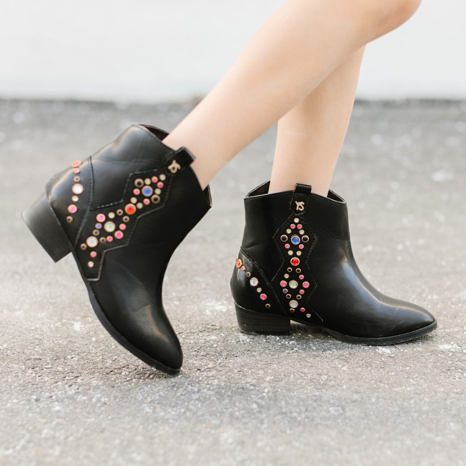 Miss Dallas Gem Western Boot in Black - Kids - Yosi Samra  - Kids' Boots