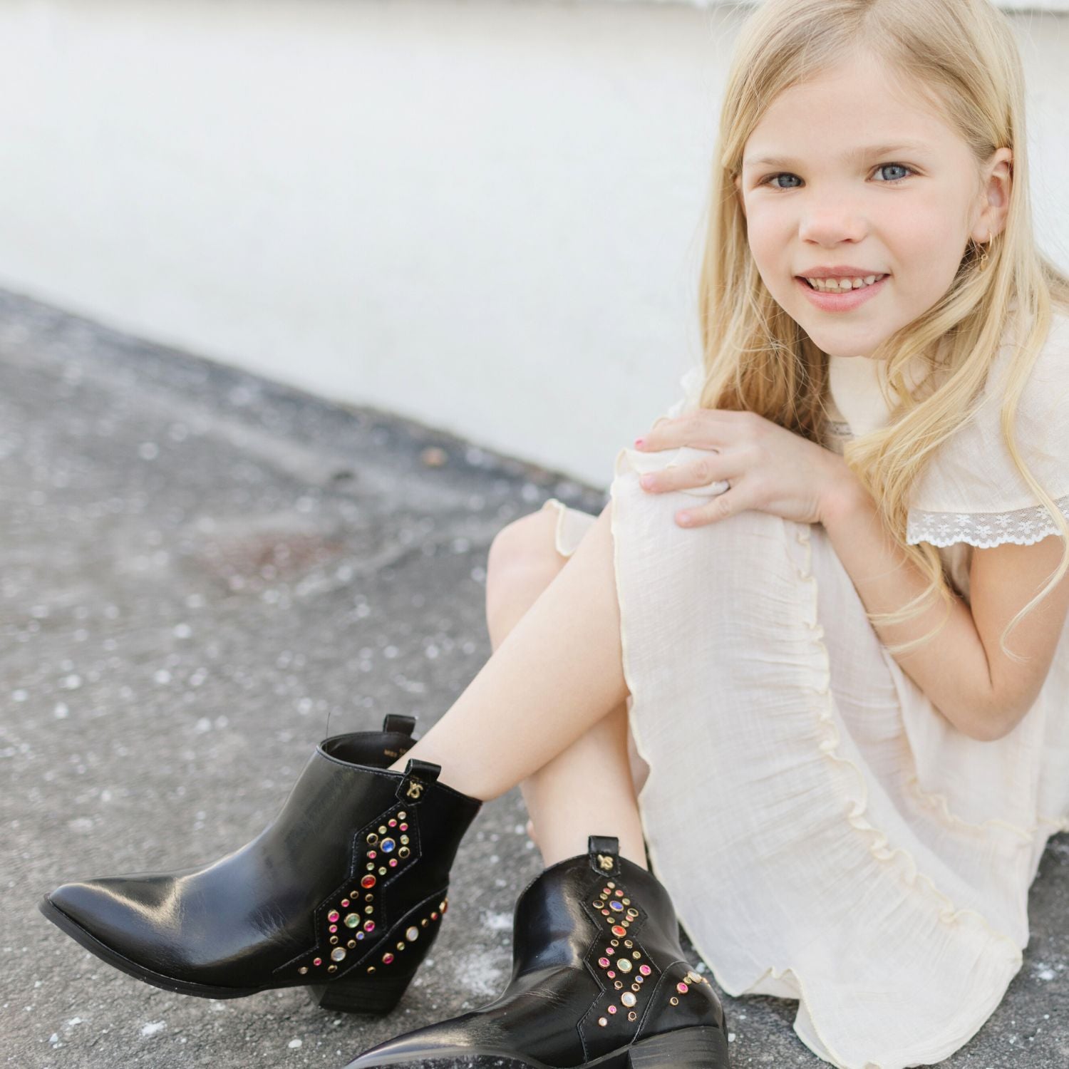 Miss Dallas Gem Western Boot in Black - Kids - Yosi Samra  - Kids' Boots