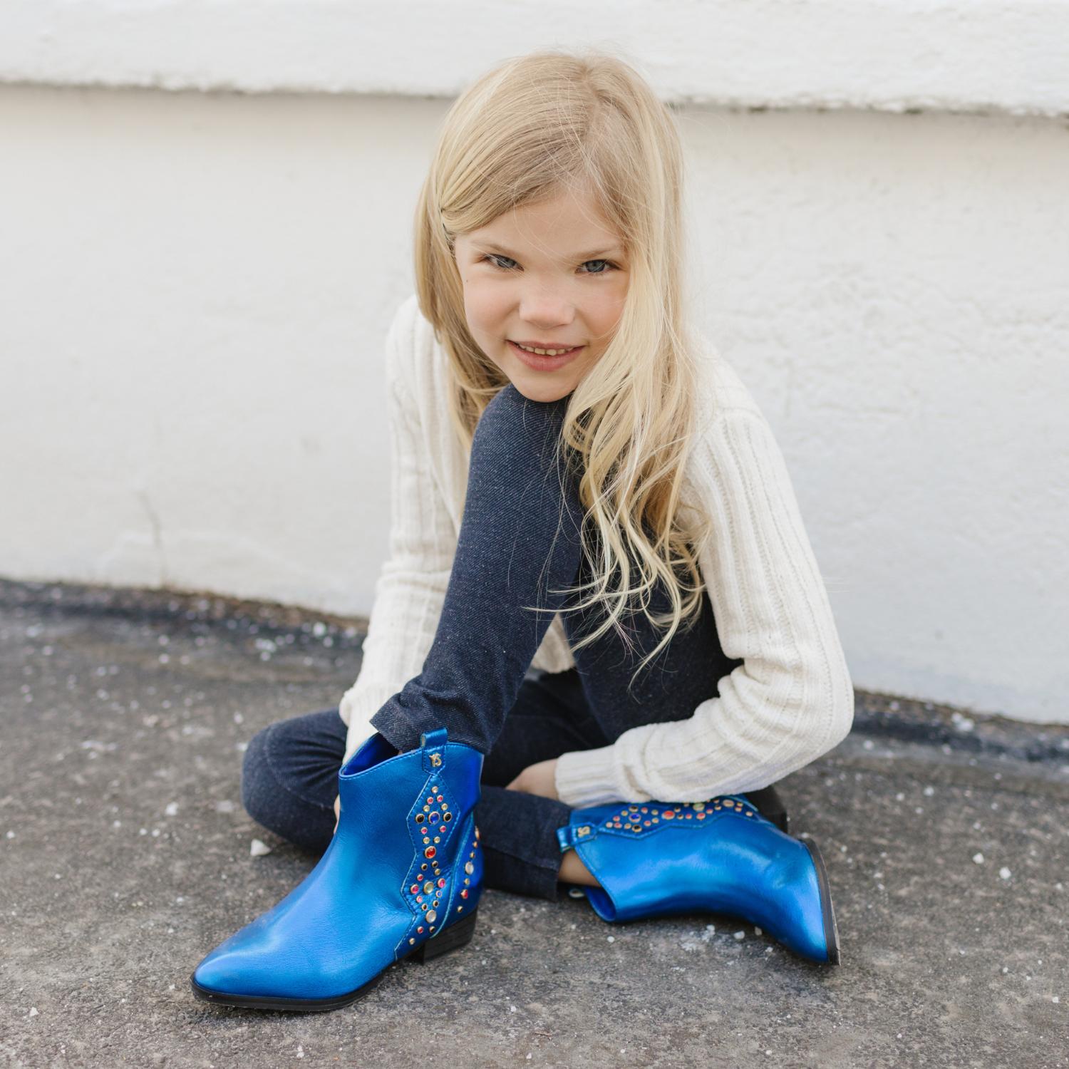 Miss Dallas Gem Western Boot in Blue - Kids - Yosi Samra  - Kids' Boots