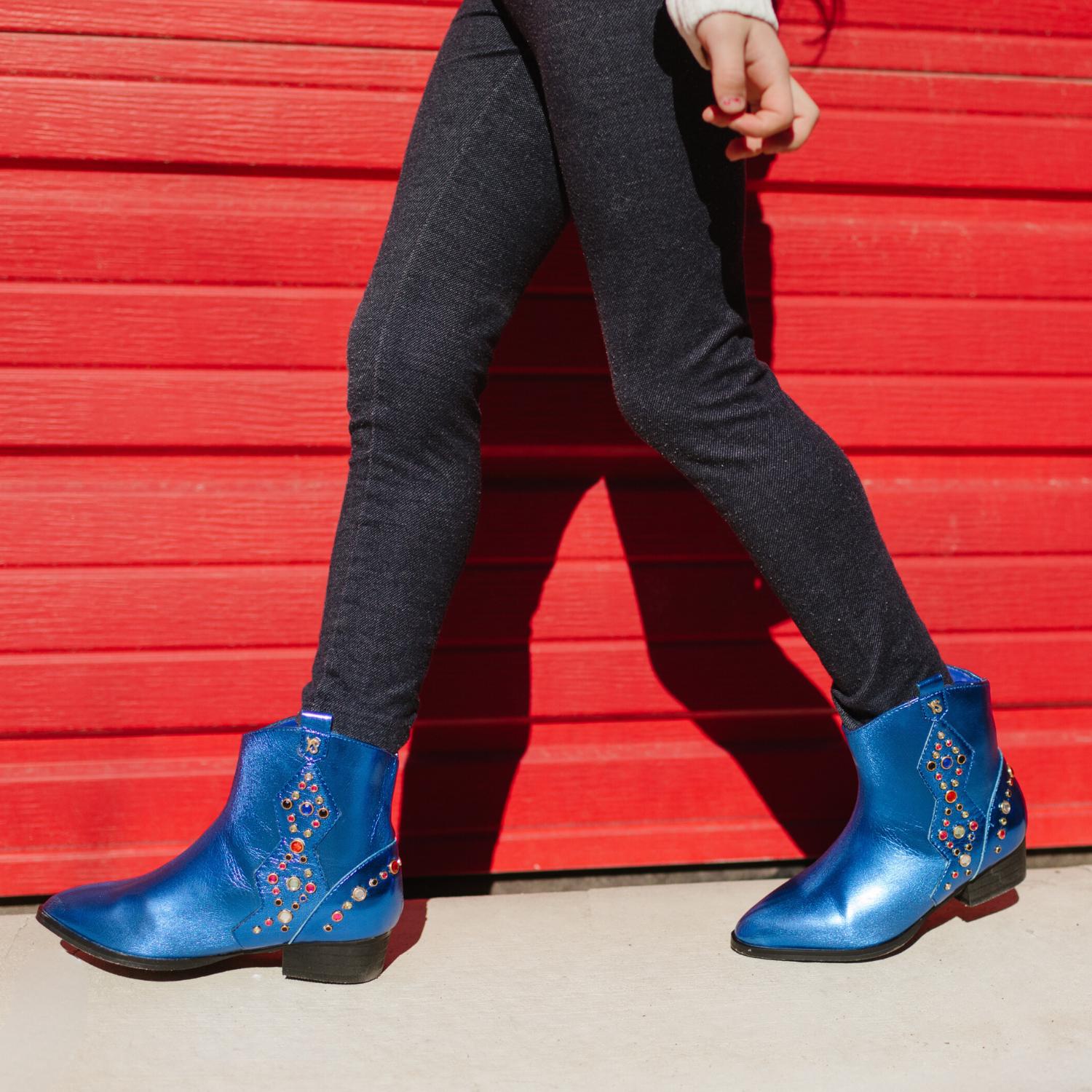 Miss Dallas Gem Western Boot in Blue - Kids - Yosi Samra  - Kids' Boots