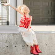 Miss Dallas Gem Western Boot in Red - Kids - Yosi Samra  - Kids' Boots