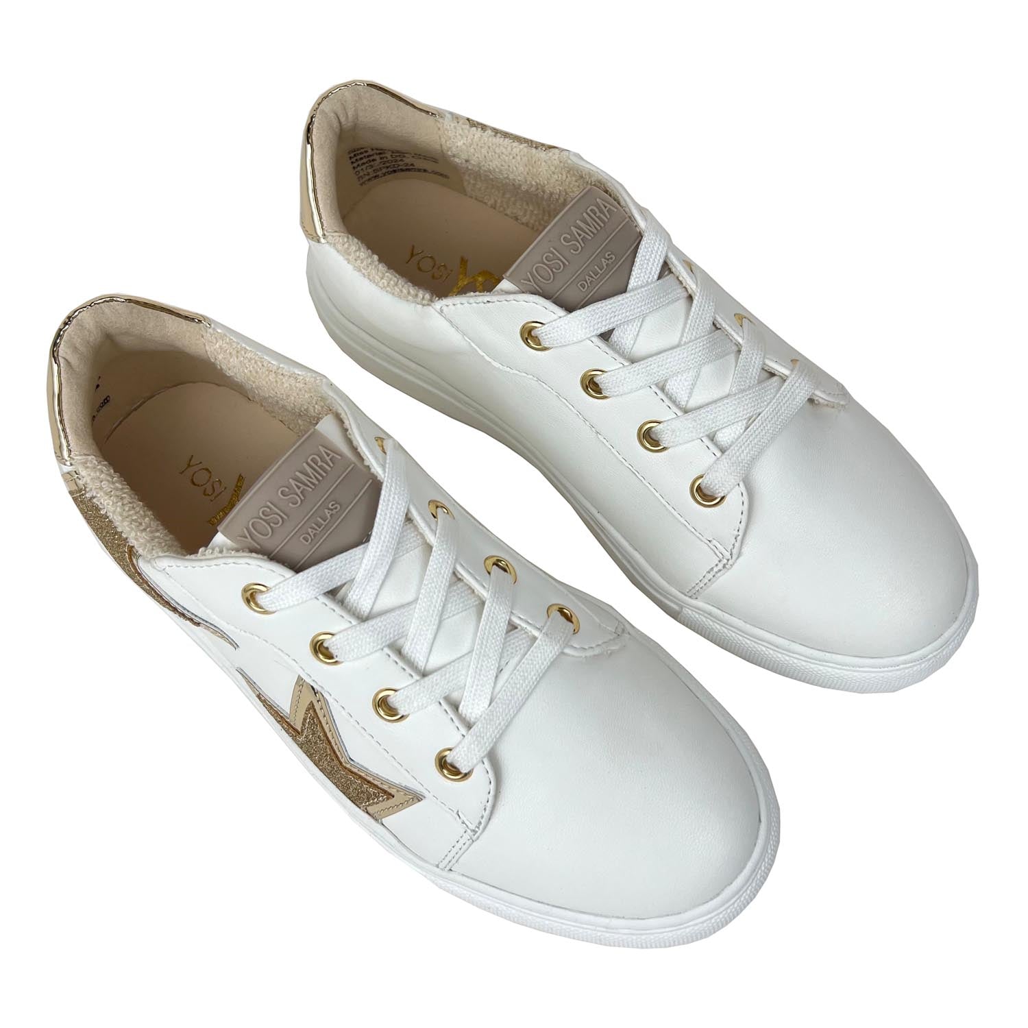 Miss Harper Sneaker in White & Gold - Kids - Yosi Samra  - Kids' Sneakers