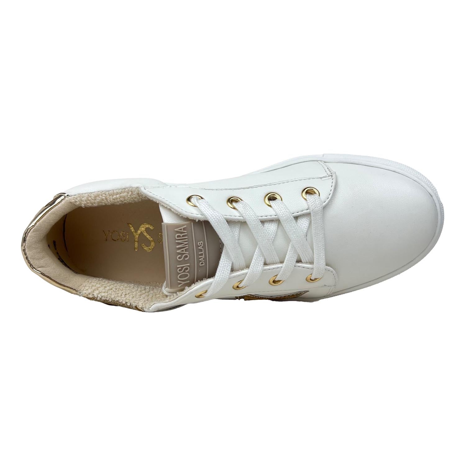 Miss Harper Sneaker in White & Gold - Kids - Yosi Samra  - Kids' Sneakers