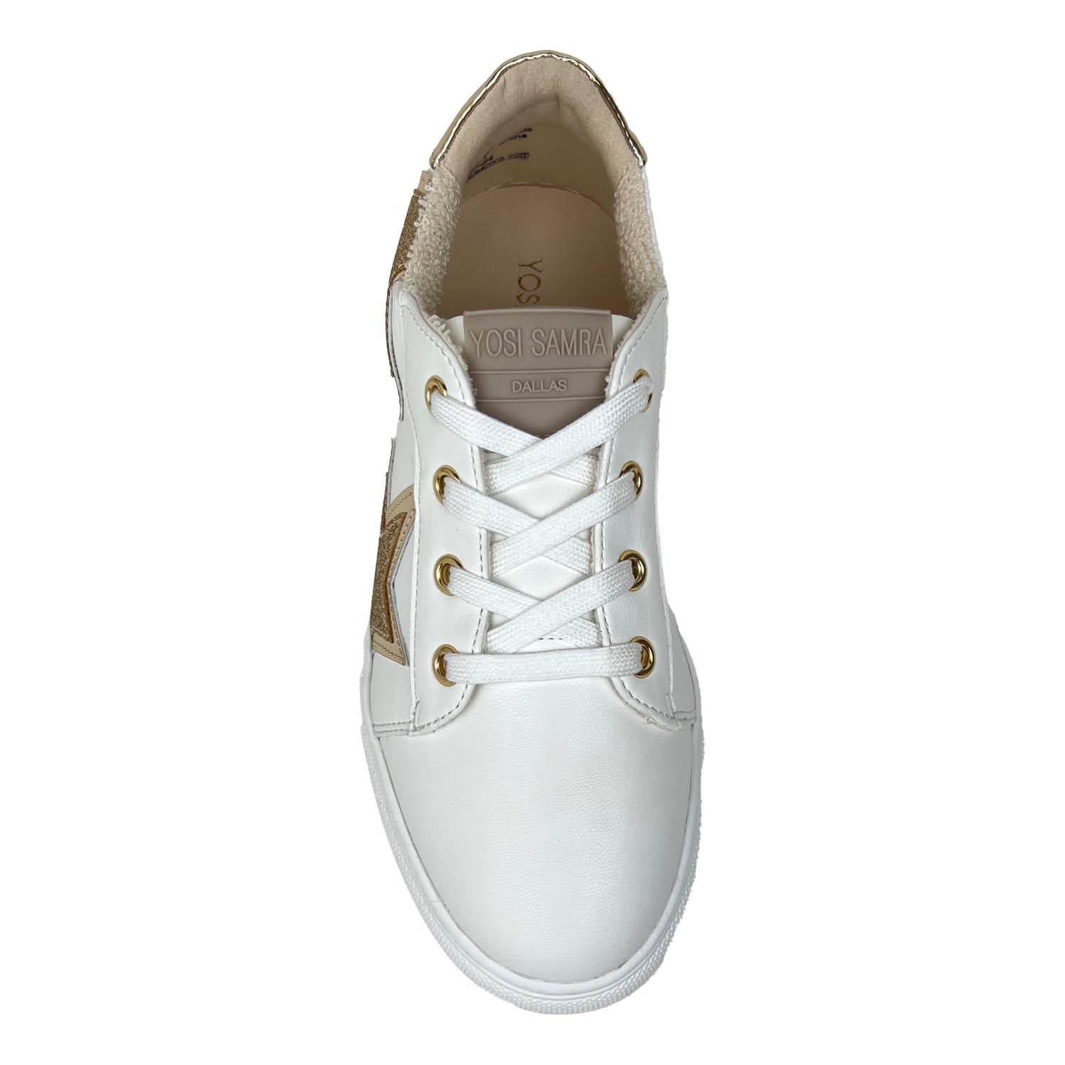 Miss Harper Sneaker in White & Gold - Kids - Yosi Samra  - Kids' Sneakers