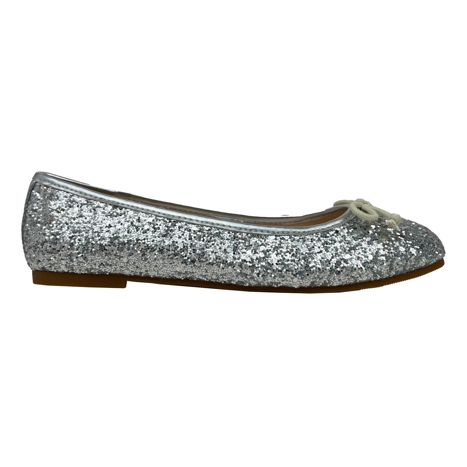 Miss Sadie Ballet Flat in Silver Glitter - Kids