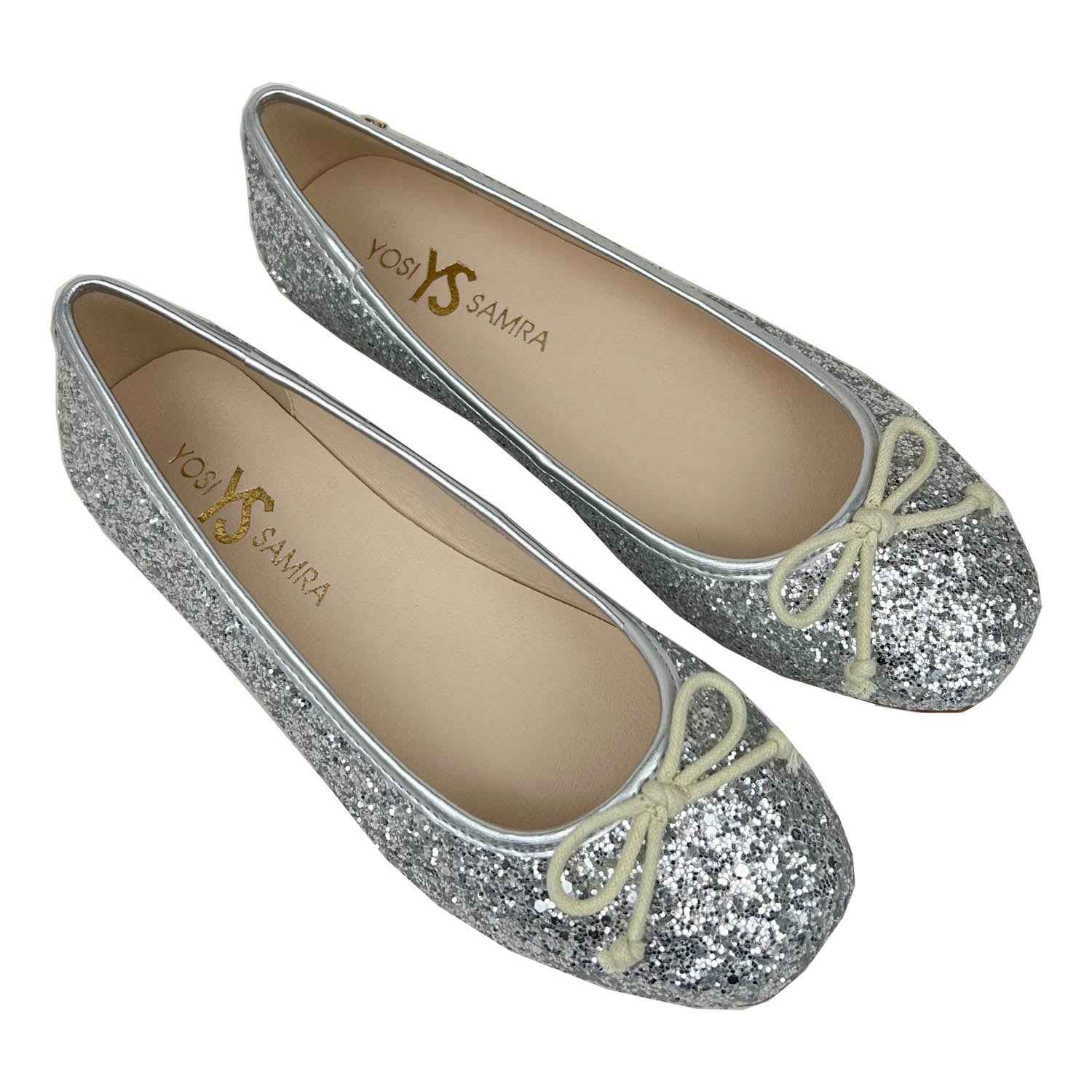 Miss Sadie Ballet Flat in Silver Glitter - Kids