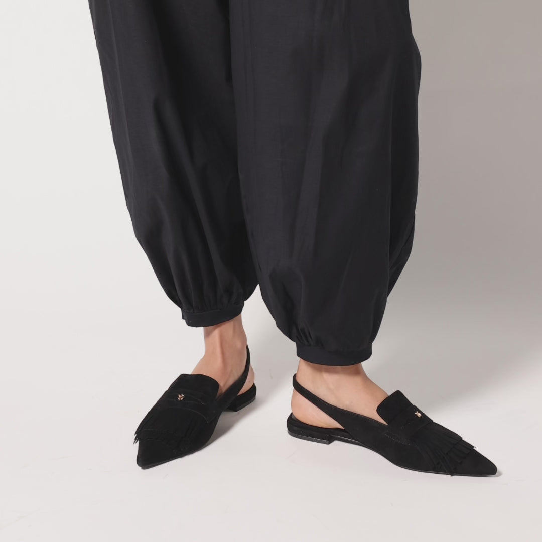 Warren Slingback Flat in Black Suede