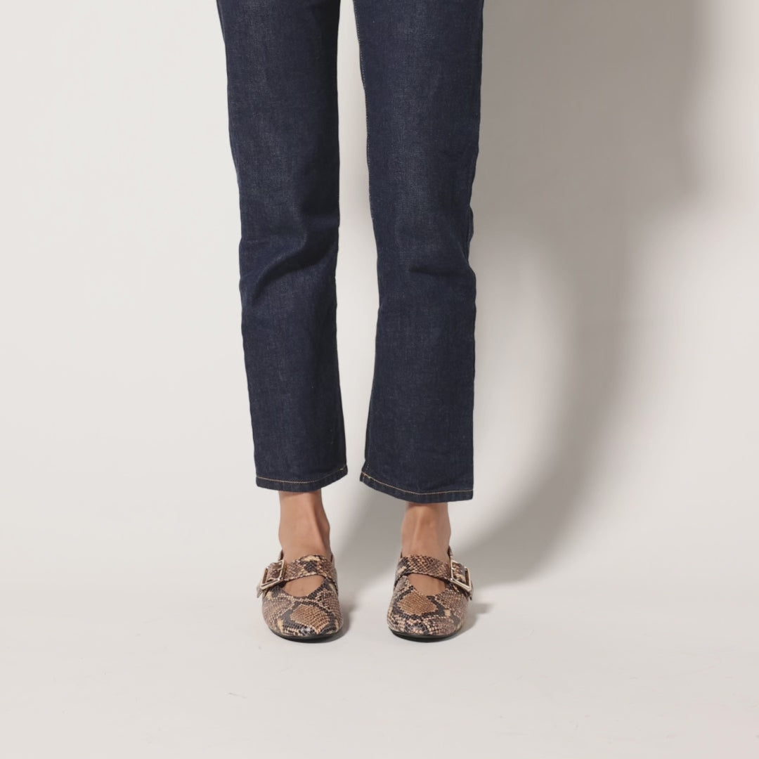 Danvers Ballet Flat in Chocolate Snake Leather