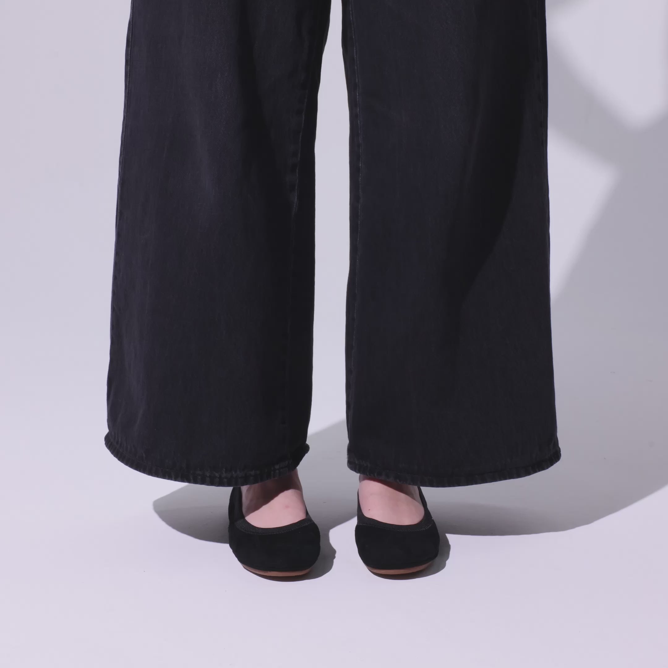 Samara Foldable Ballet Flat in Black Suede
