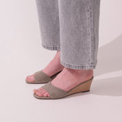 Jada in Taupe Suede Slide Wedge