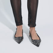 Bedford Flat in Black w/Silver Studs Nappa Leather
