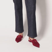 Warren Slingback Flat in Burgundy Suede