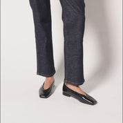 Stanton Ballet Flat in Black Eel Leather