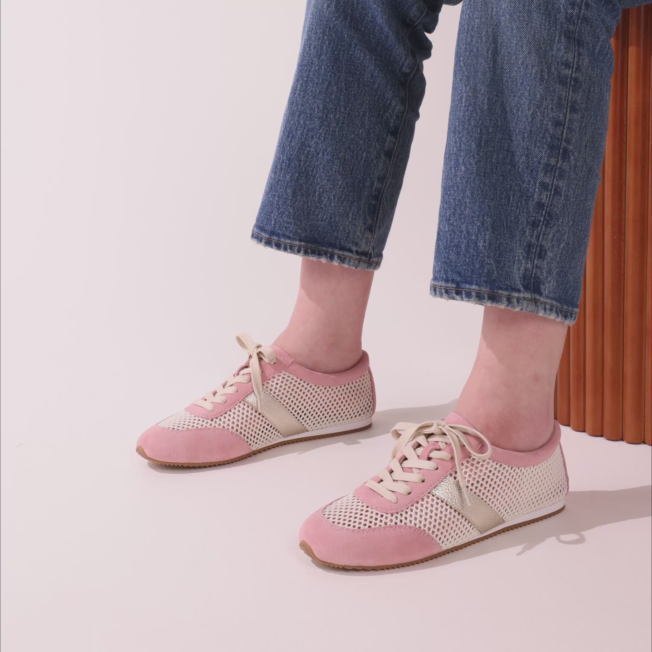 Kiah in Blush Suede Mesh Casual Sneaker