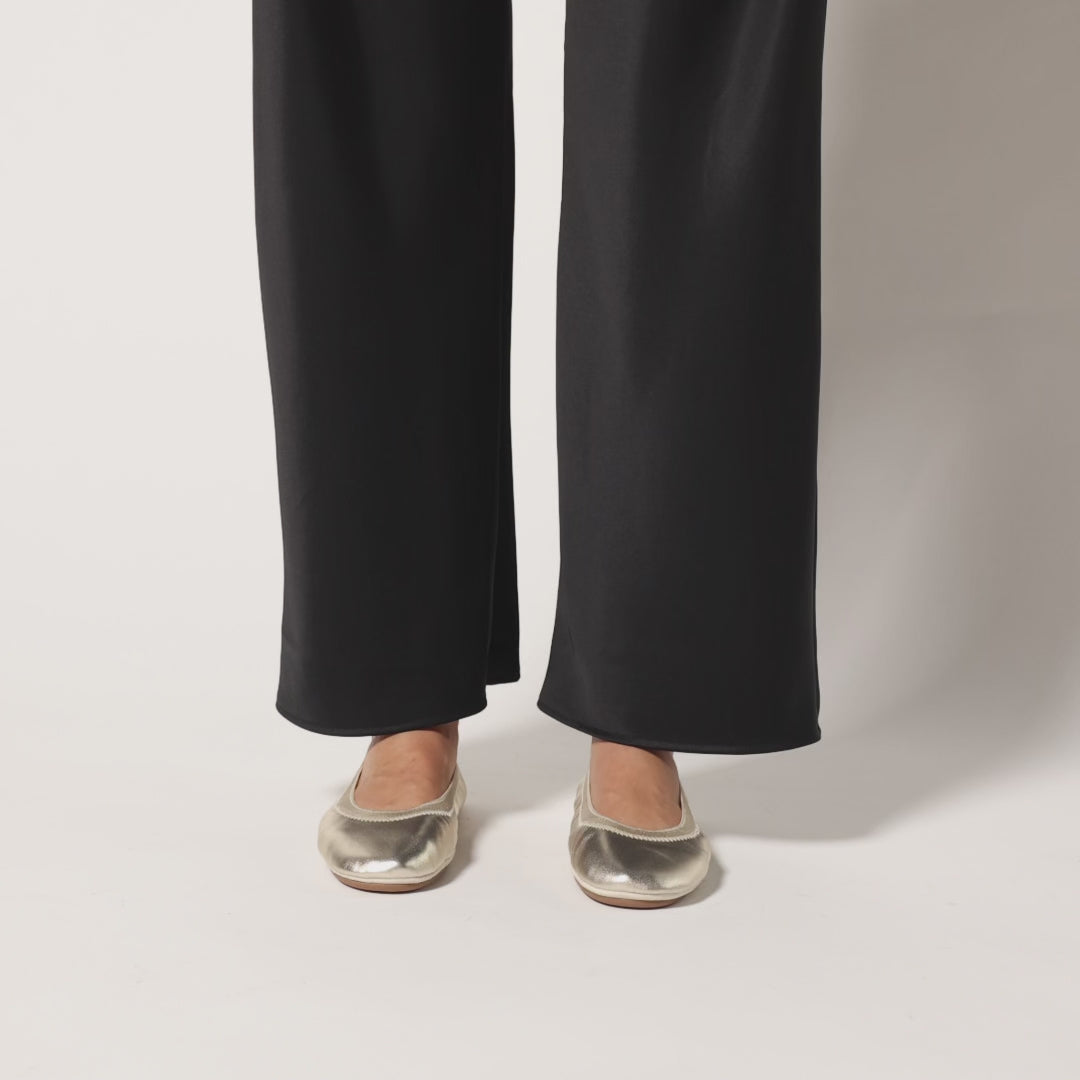 Samara Foldable Ballet Flat in Gold Leather