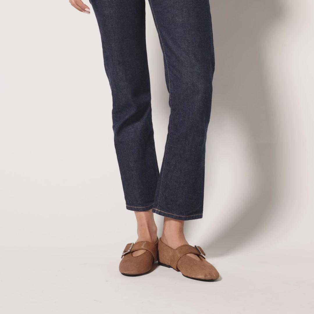 Danvers Ballet Flat in Light Brown Calf Hair