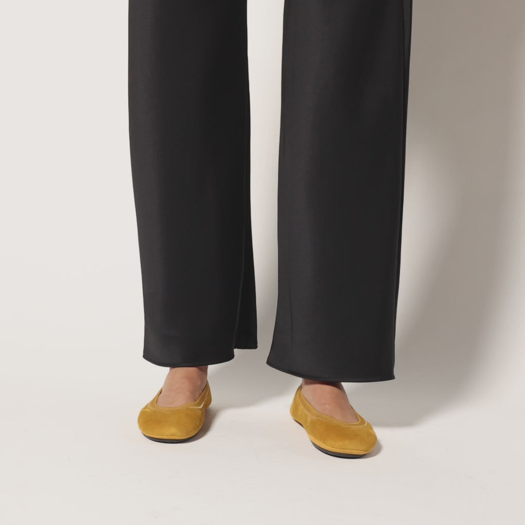 Samara Foldable Ballet Flat in Ochre Suede