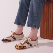 Kiah in Leopard Calf Hair Mesh Casual Sneaker