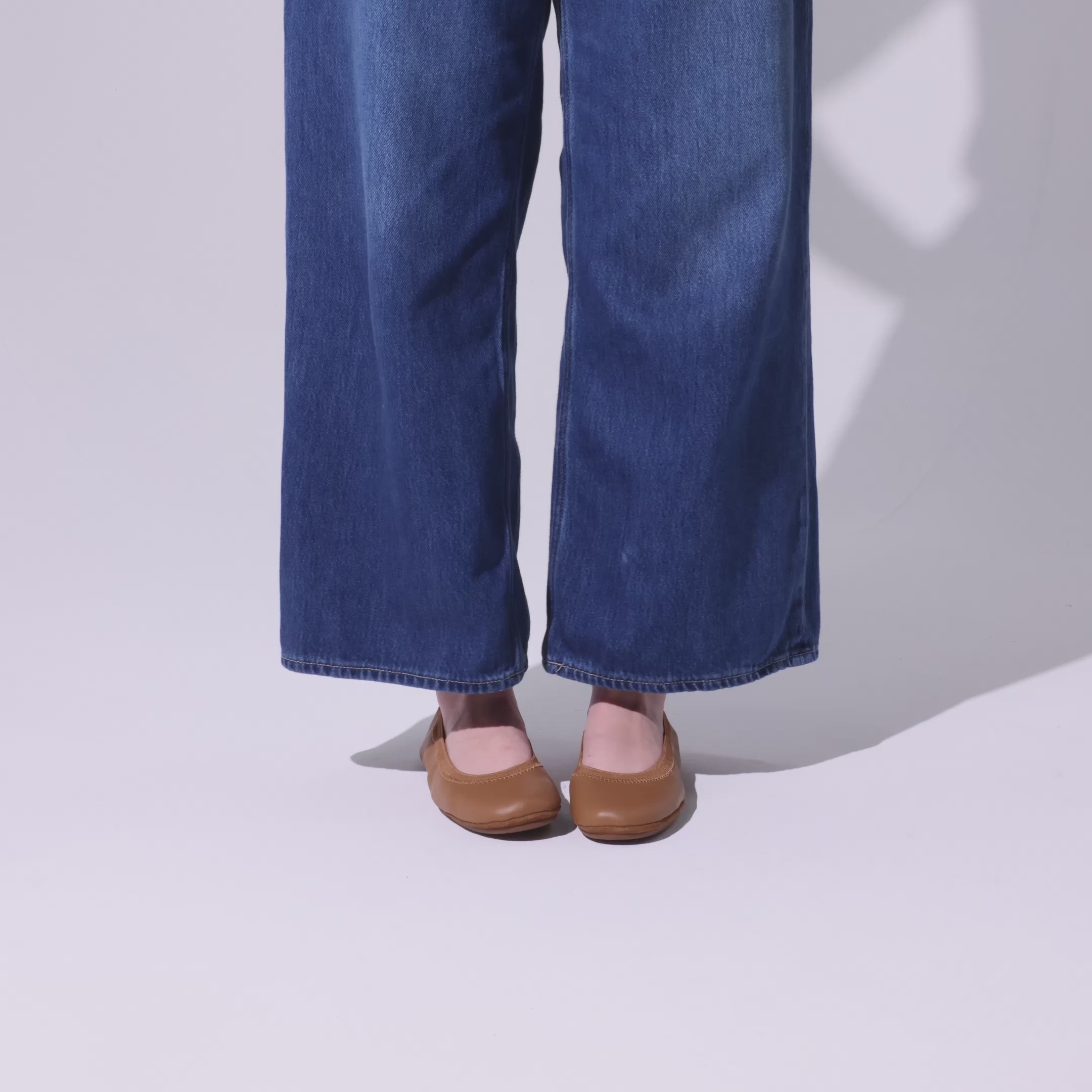 Samara Foldable Ballet Flat in Whiskey Leather
