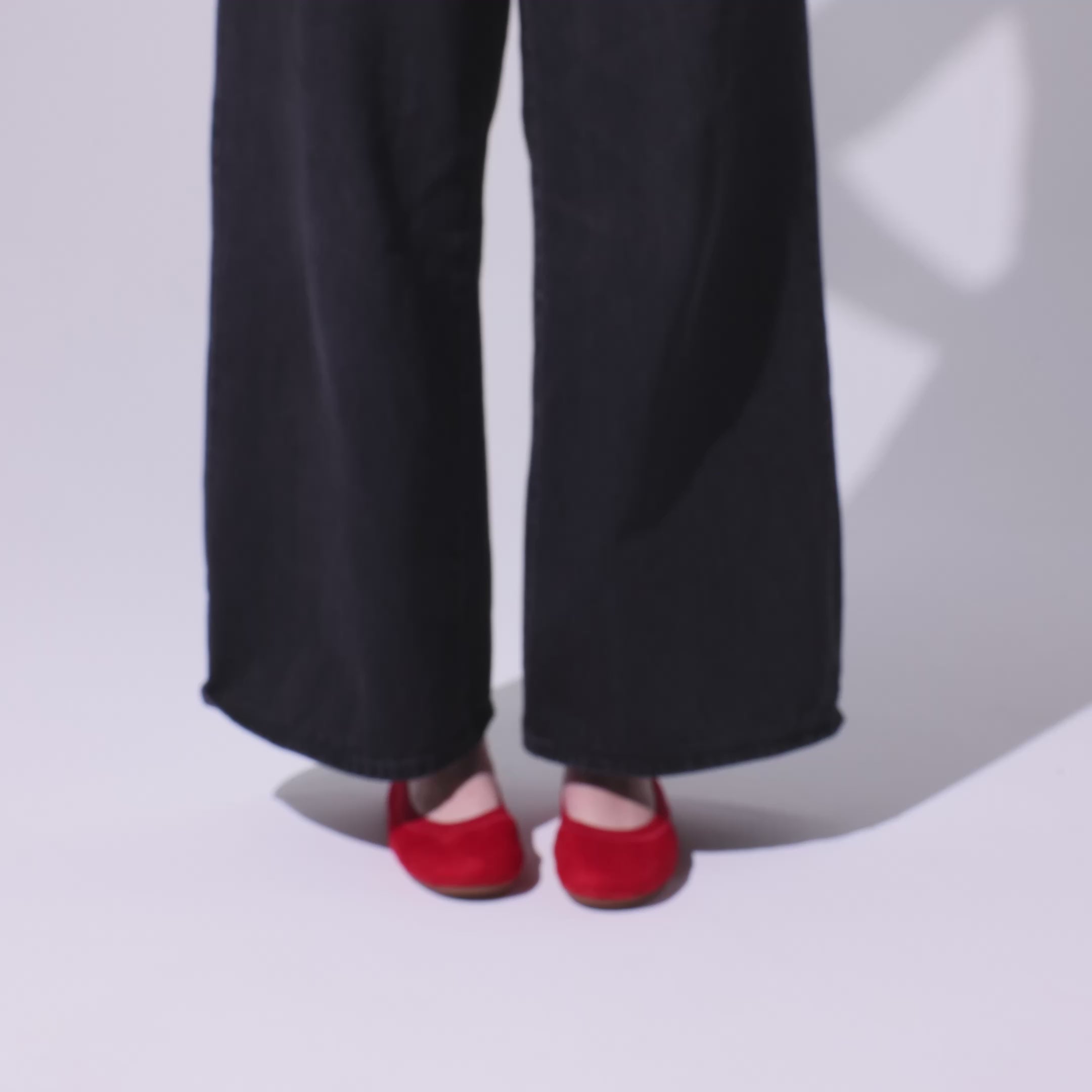 Samara Foldable Ballet Flat in Red Suede