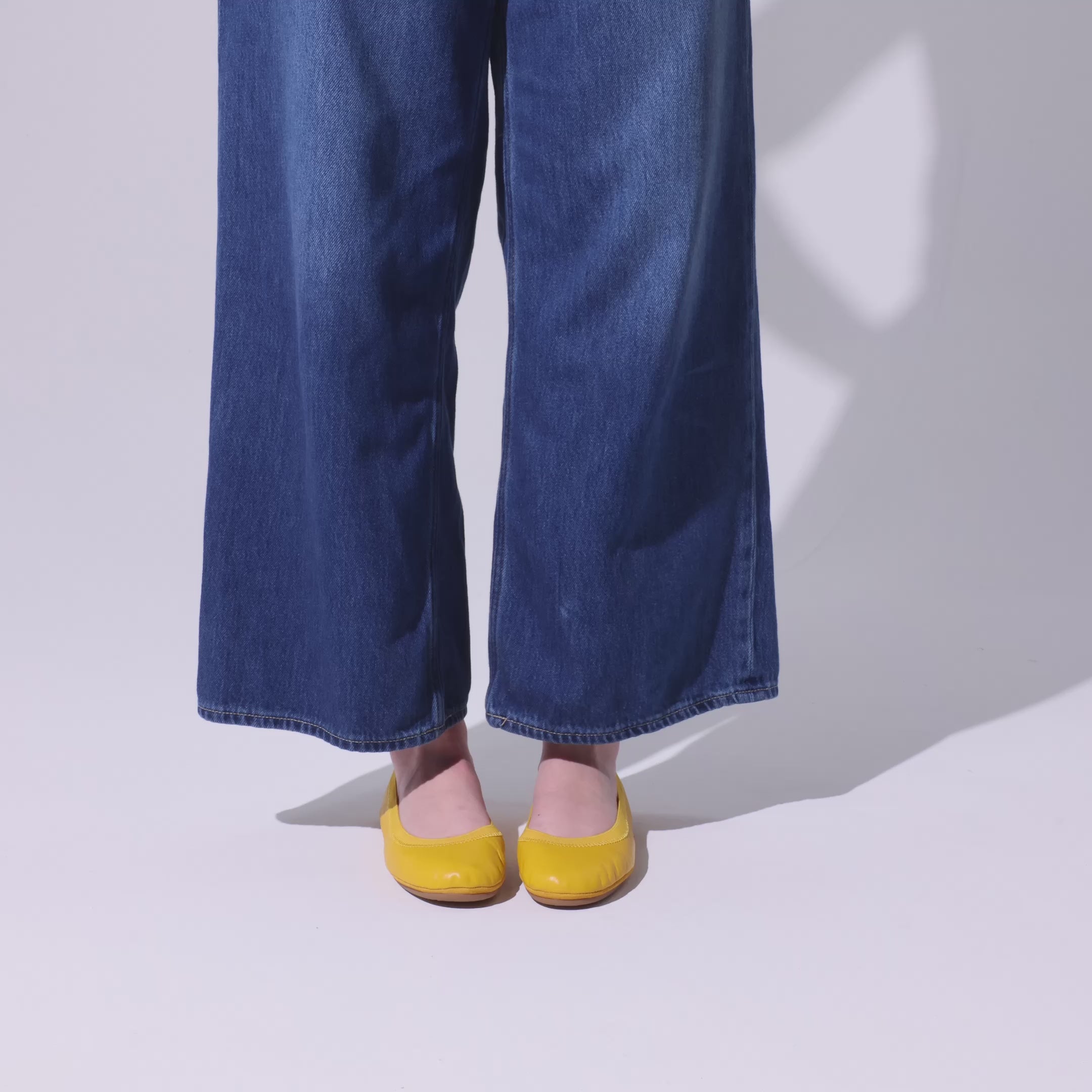 Samara Foldable Ballet Flat in Mustard Yellow Leather