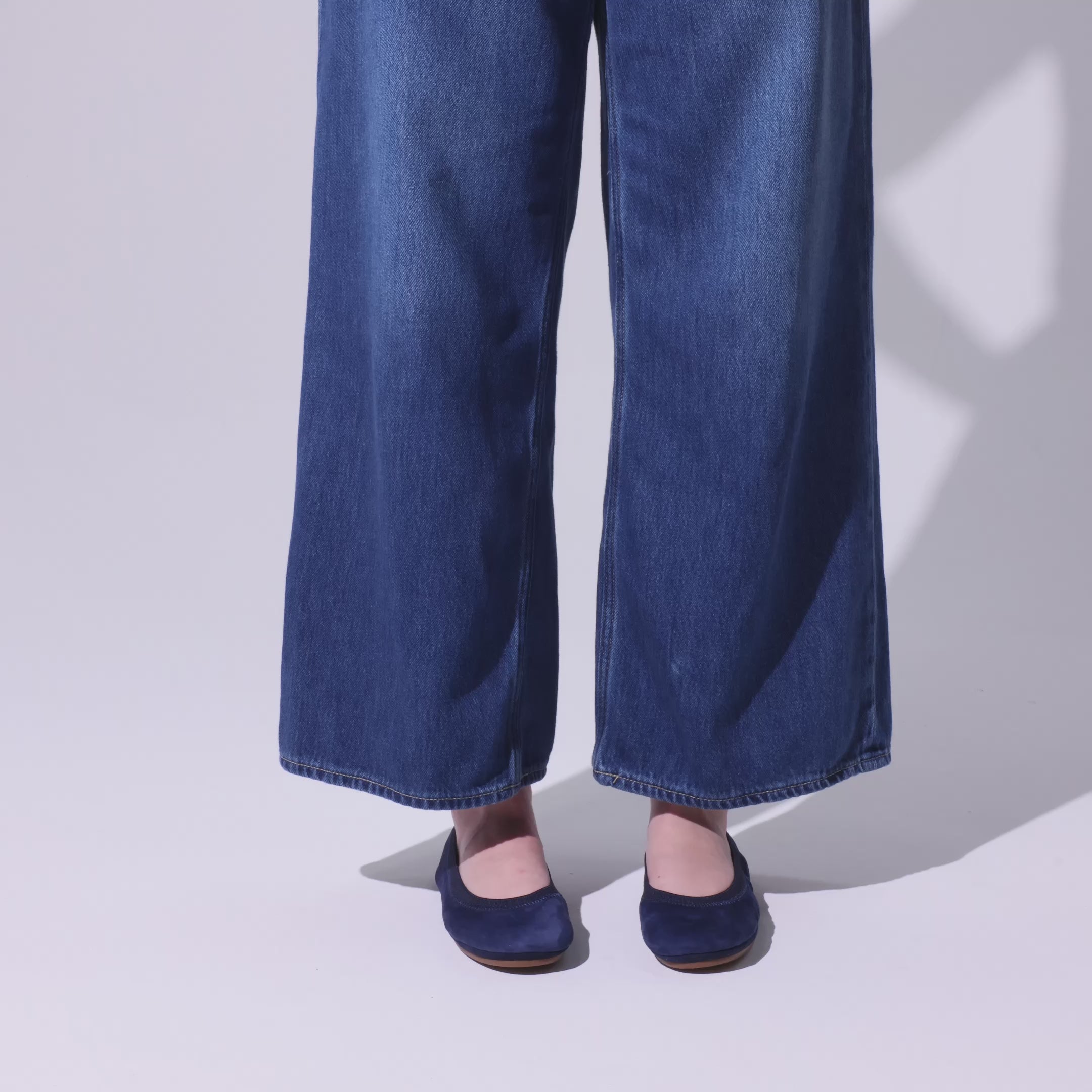 Samara Foldable Ballet Flat in Navy Suede