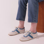 Kiah in Cream Mesh/Sky Blue Mesh Casual Sneaker