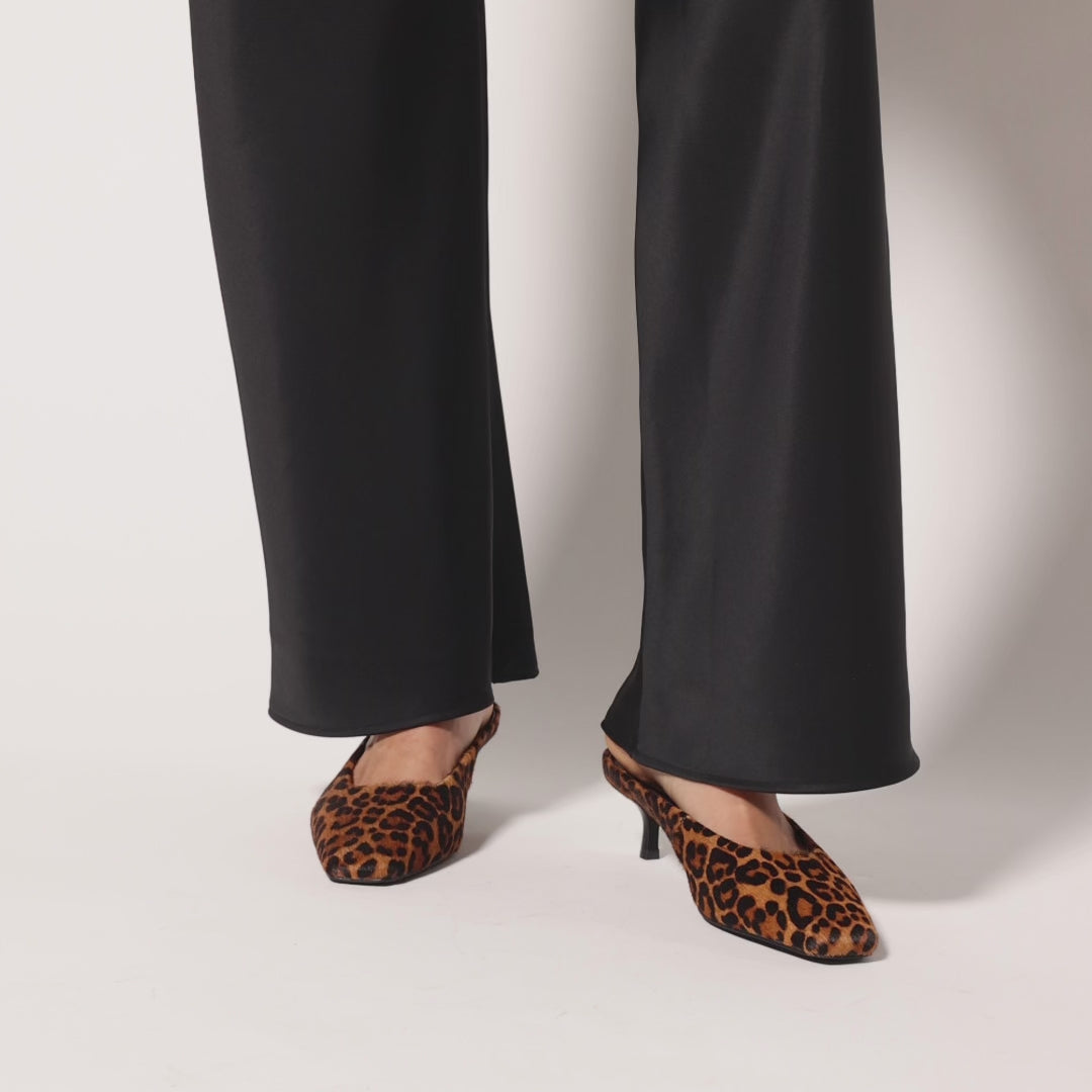 Tribeca Mule Heel in Leopard Calf Hair
