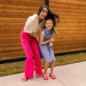 Miss Reese Slide in Pink Pom Raffia - Kids - Yosi Samra  - Kids' Sandals