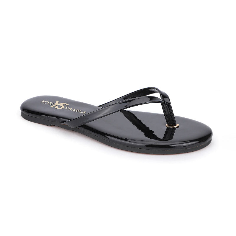 Black patent deals flip flops