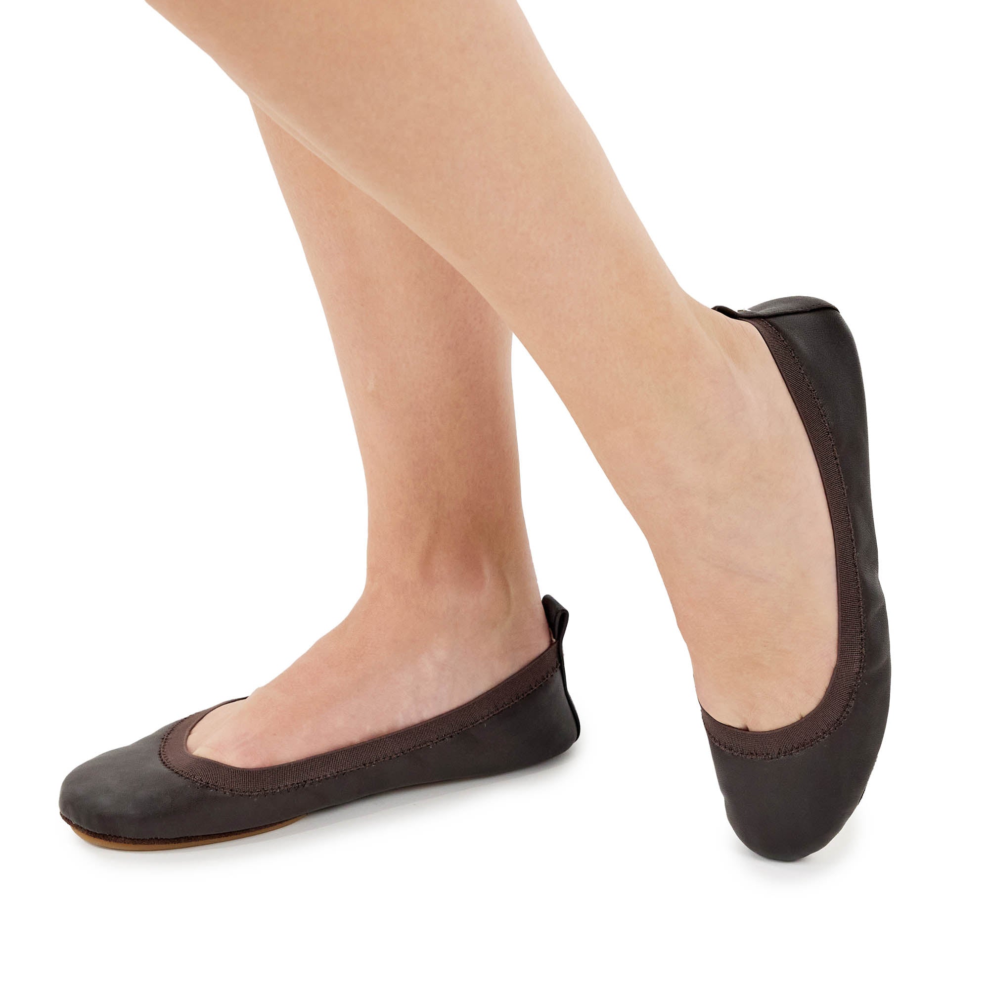 Samara Foldable Ballet Flat in Coffee Leather - Yosi Samra  - Women's Flats