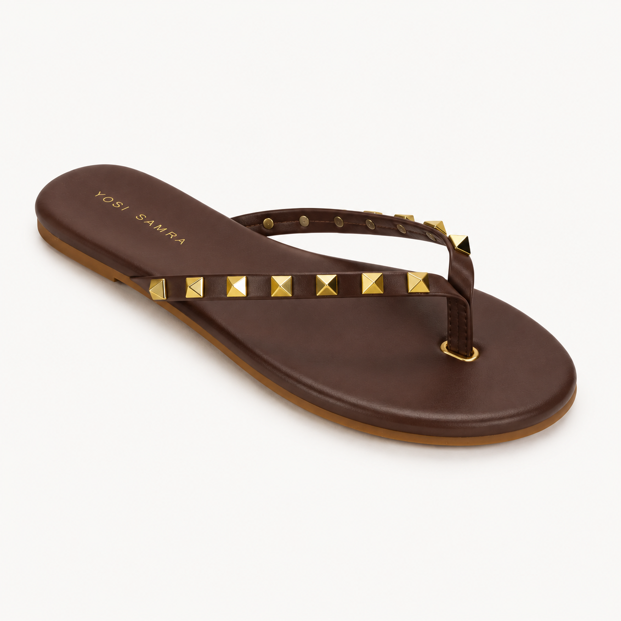 RIVINGTON STUD FLIP FLOP IN CHOCOLATE BROWN