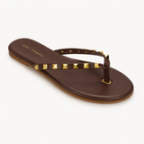 RIVINGTON STUD FLIP FLOP IN CHOCOLATE BROWN