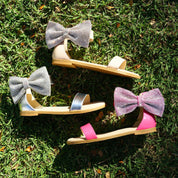 Miss Cambelle Crystal Bow Sandal in Hot Pink Patent - Kids - Yosi Samra  - Kids' Sandals