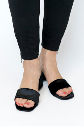 Danielle Heeled Slide in Black Velvet