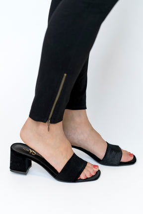Danielle Heeled Slide in Black Velvet