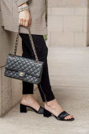 Danielle Heeled Slide in Black Velvet