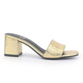 Danielle Heeled Slide in Gold Croc Print