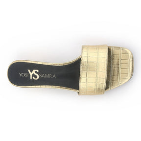Danielle Heeled Slide in Gold Croc Print