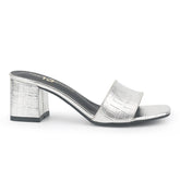 Danielle Heeled Slide in Silver Croc Print