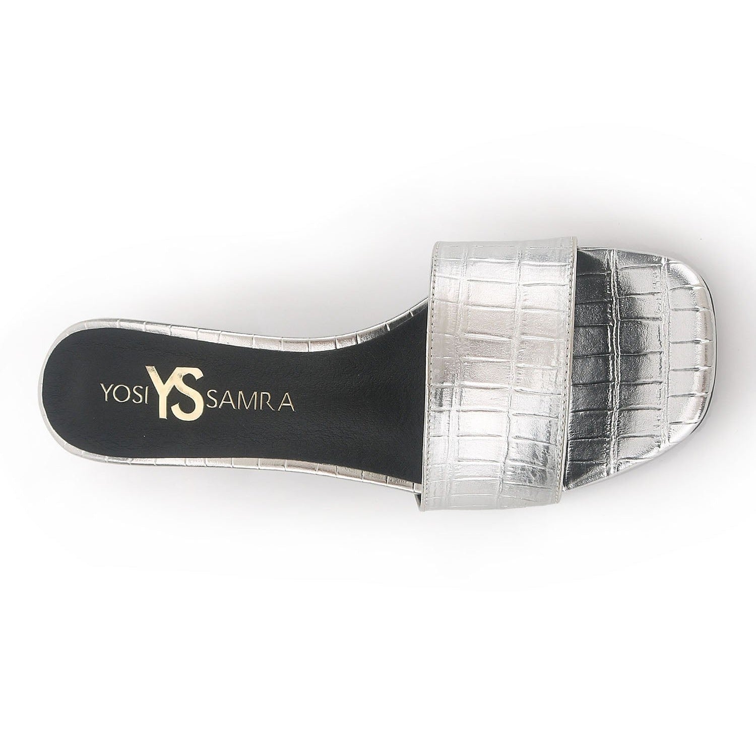 Danielle Heeled Slide in Silver Croc Print