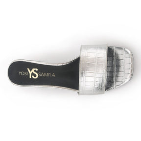 Danielle Heeled Slide in Silver Croc Print