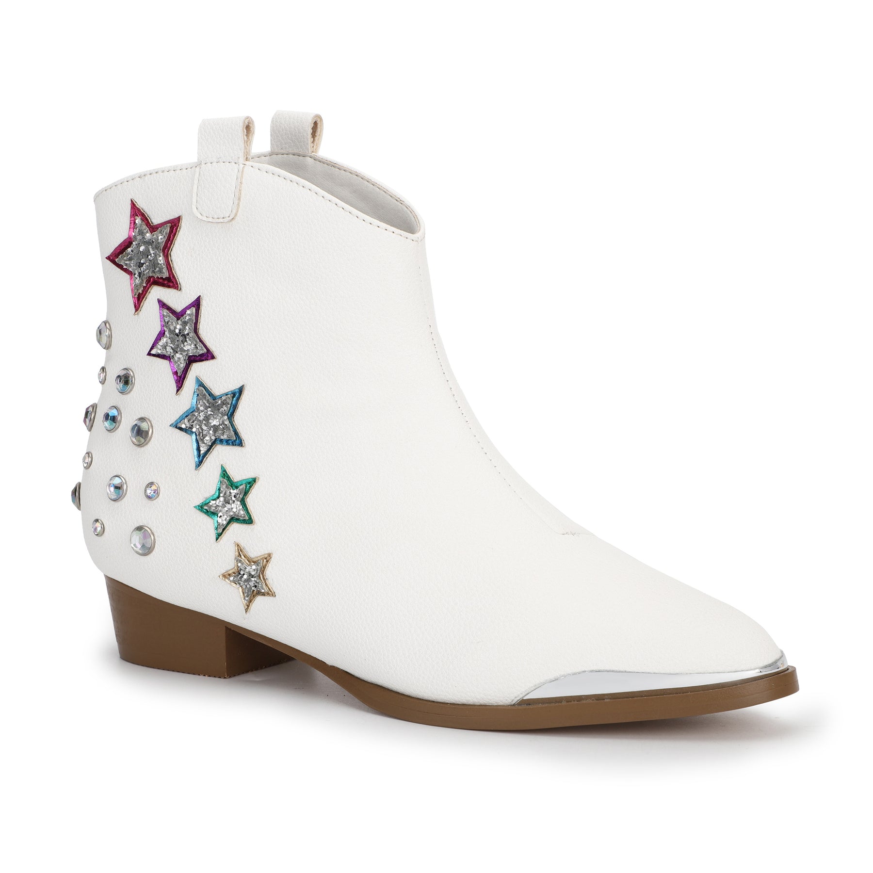 Miss Dallas Western Boot in White Shooting Stars - Kids